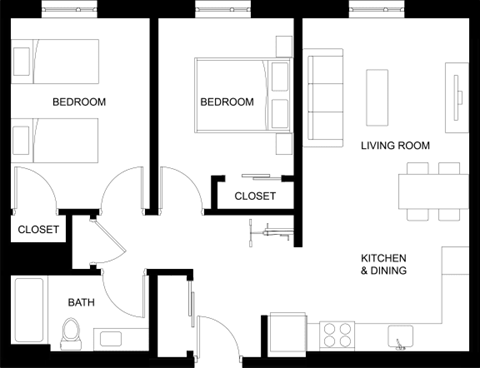 a floor plan of a bedroom apartment